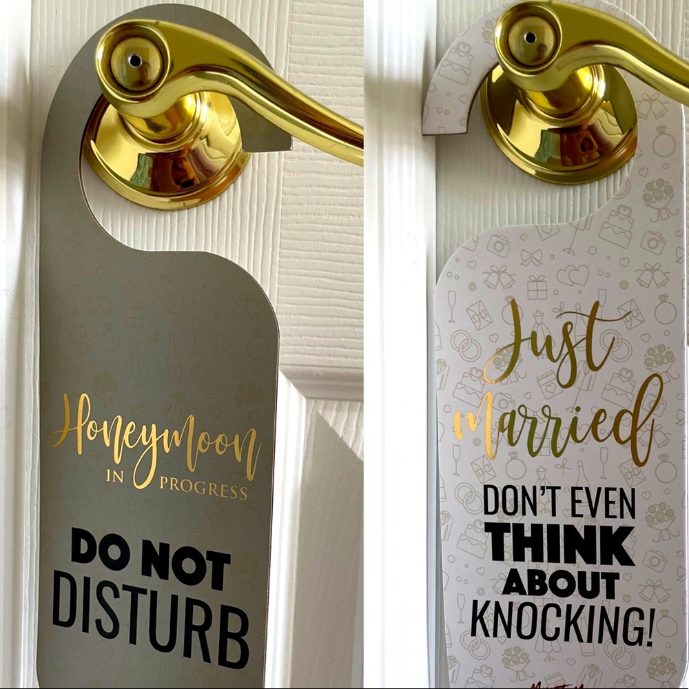 4/$25 Just married/honeymoon in progress door hanger